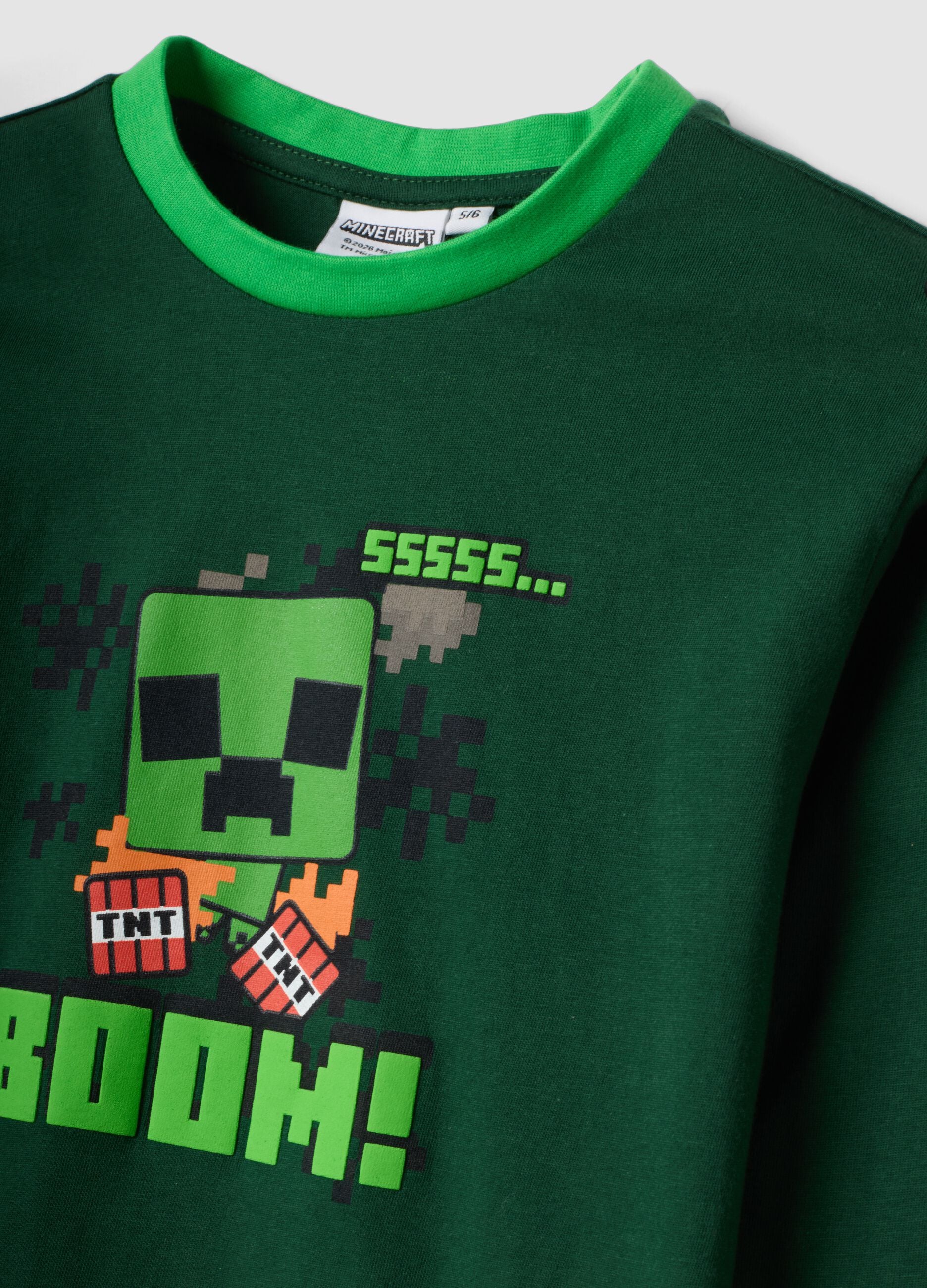 Gr&uuml;ner Pyjama aus reiner Bio-Baumwolle mit Minecraft-Print f&uuml;r Jungen
