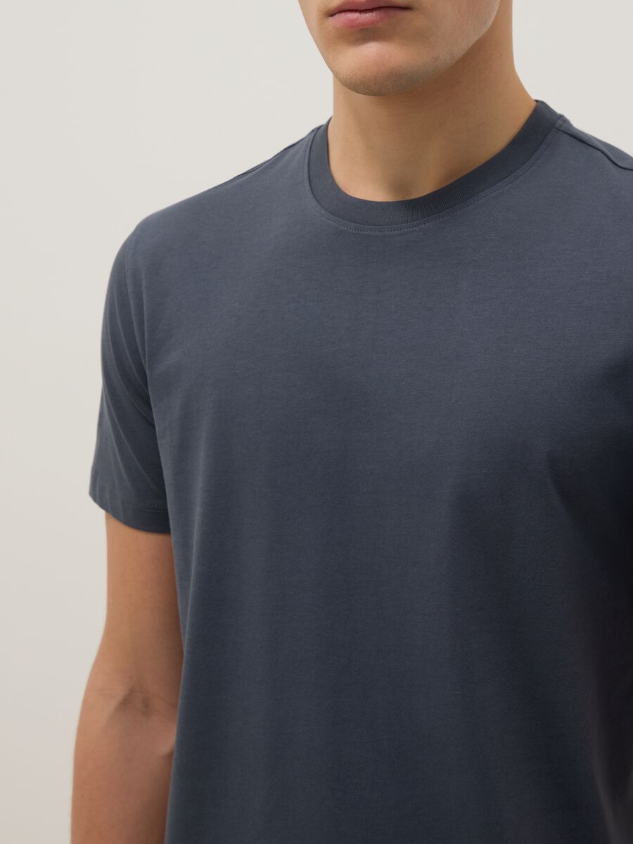 Blue pure cotton short sleeve T-shirt regular fit_3