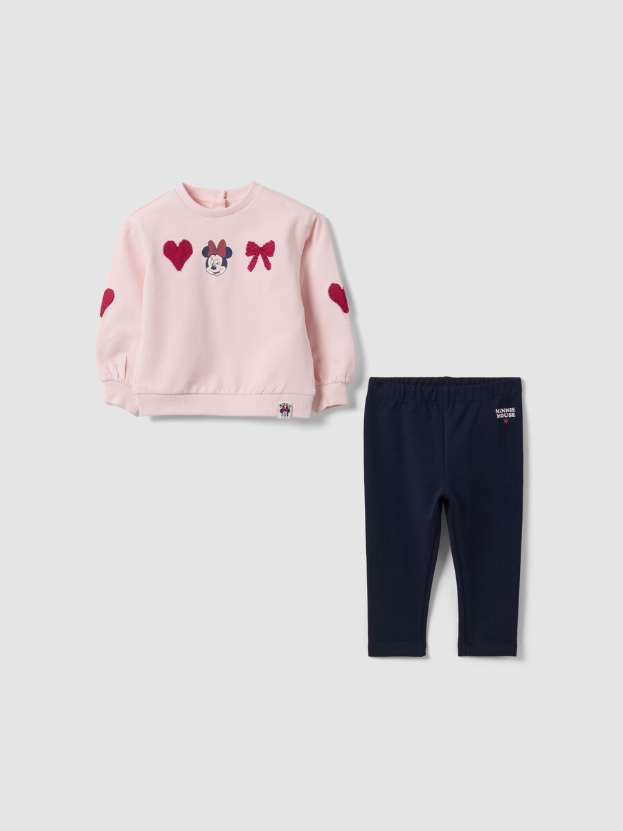 Rosa-blaues Set aus elastischer Bio-Baumwolle mit Minnie-Print_0