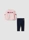 Rosa-blaues Set aus elastischer Bio-Baumwolle mit Minnie-Print_0