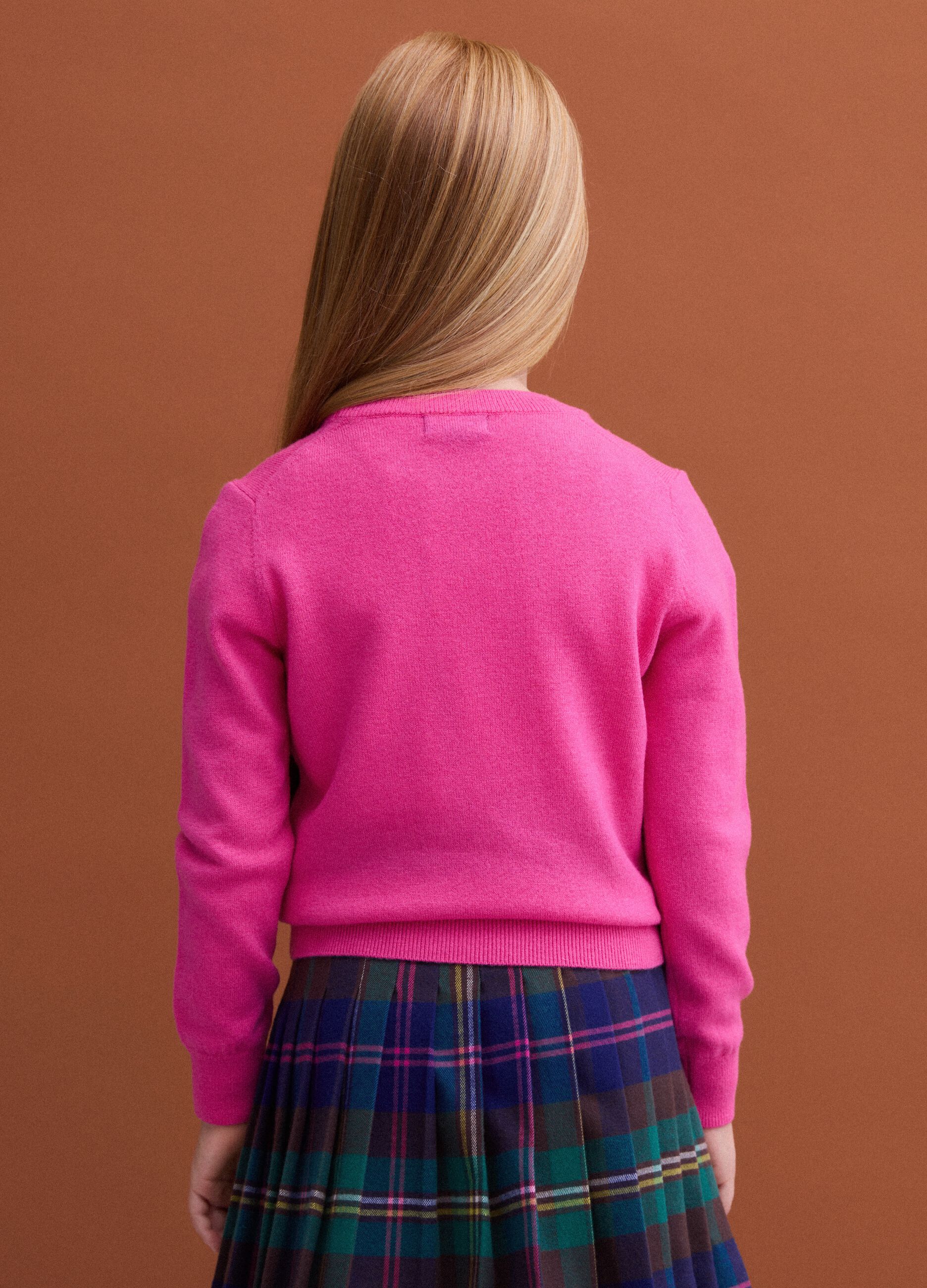 Pink pure wool long-sleeve jumper, regular fit