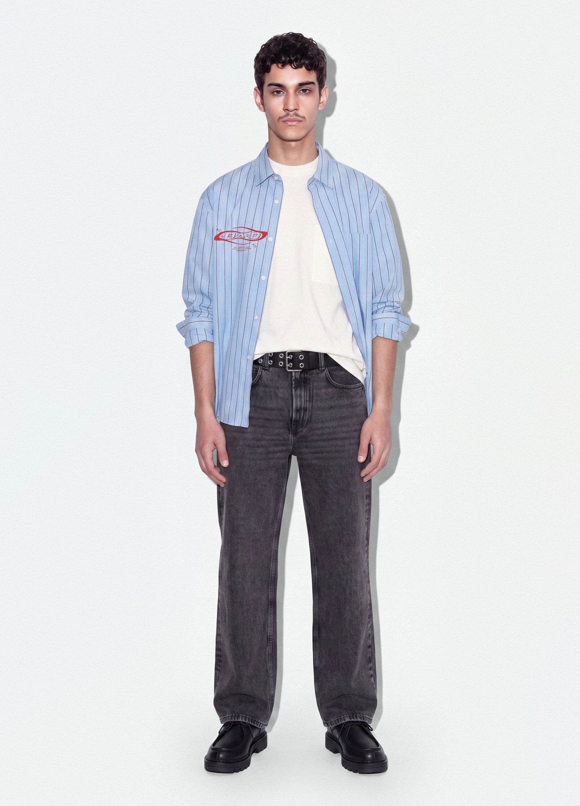 Jeans denim grigi flare fit in puro cotone