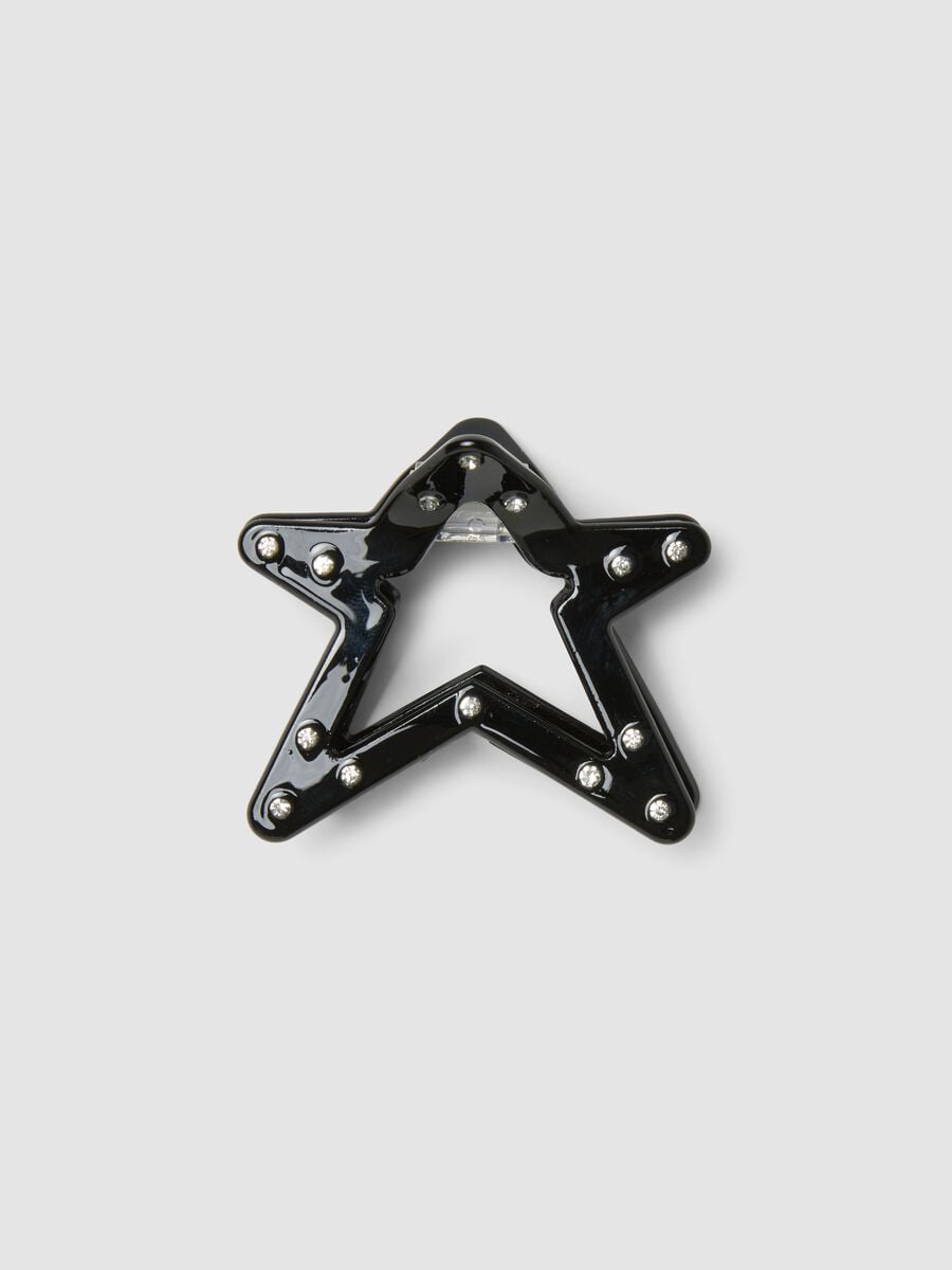 Black star hair clip with rhinestones for girls_0