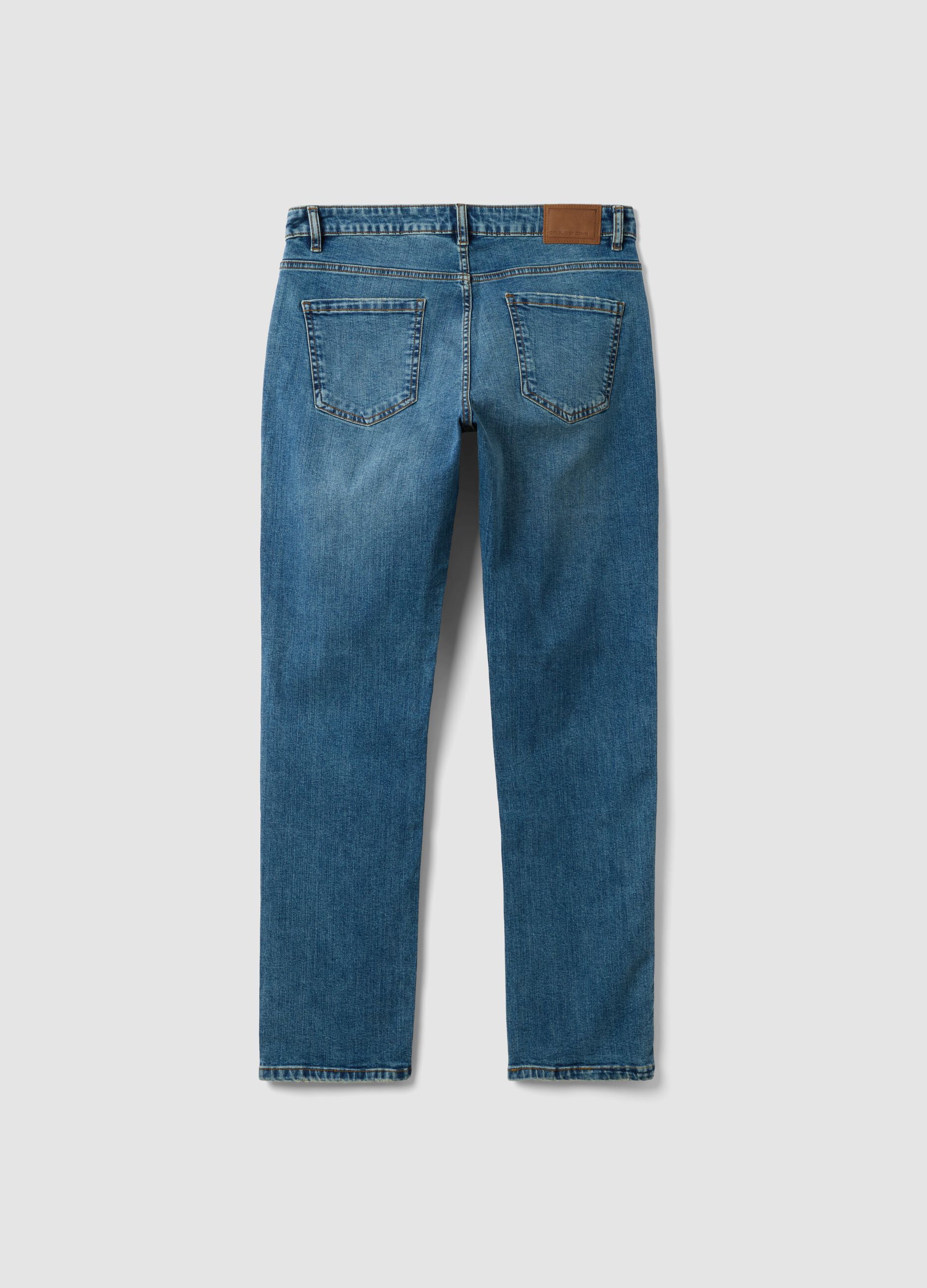 Blaue Denim-Jeans aus Stretch-Baumwolle, Regular Fit