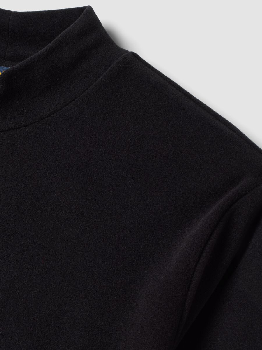 Black stretch-fabric top with stand-up collar_1