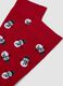 Red mid-calf stretch cotton socks with Christmas print_2