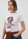 T-shirt bianca in puro cotone jersey e stampa cagnolino regular fit_0