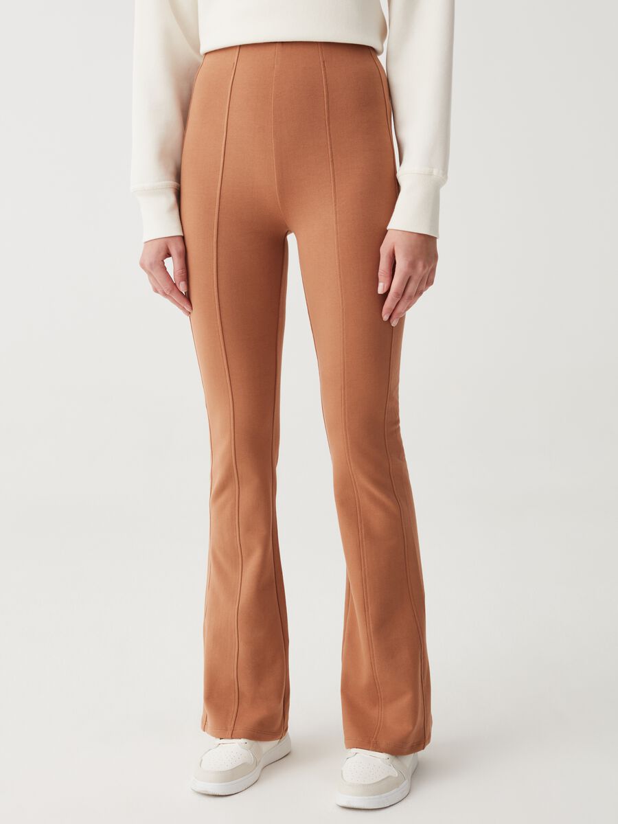 Flare-fit trousers with raised stitching_1