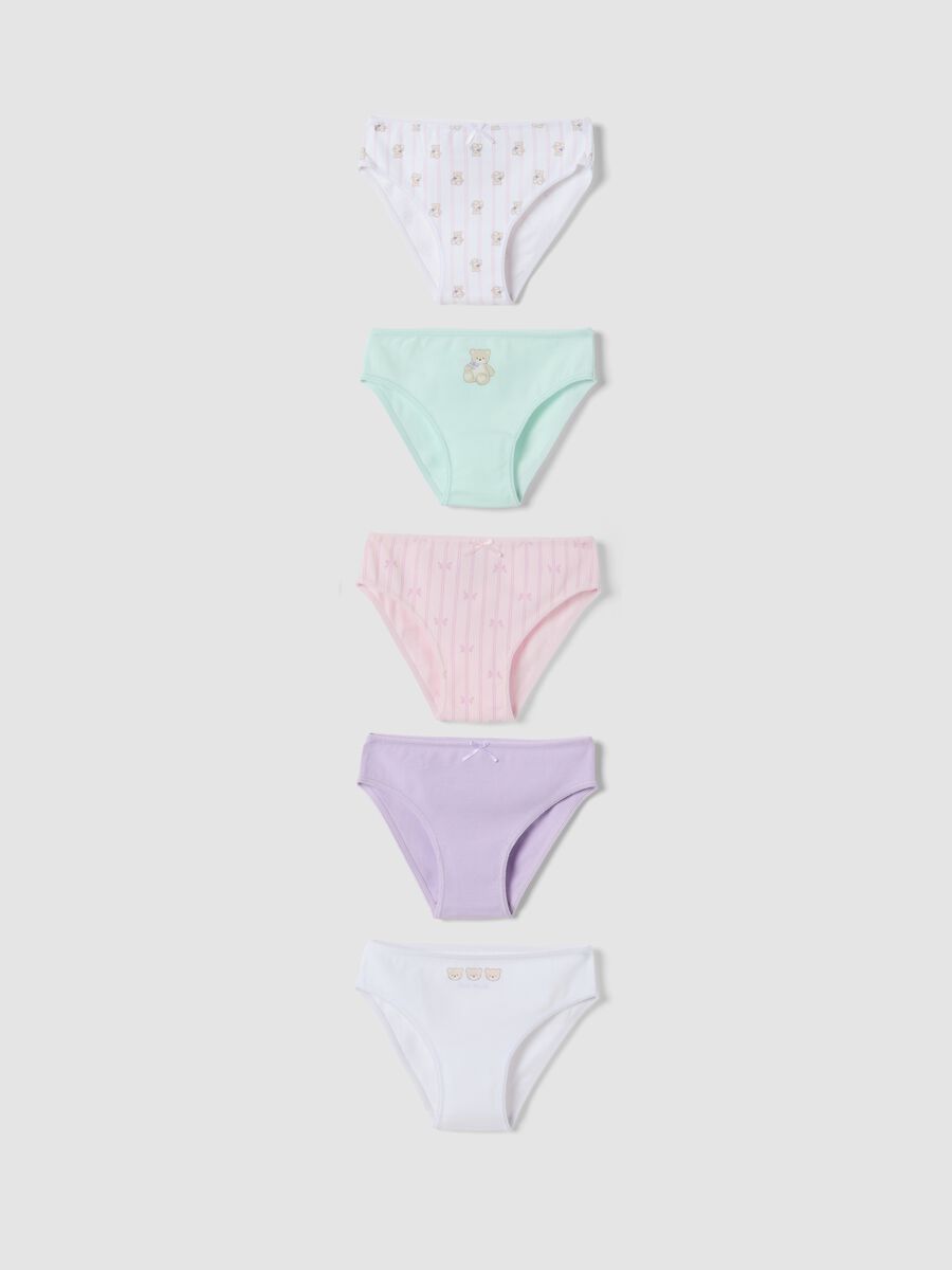Multipack di cinque slip multicolor in cotone organico elasticizzato_0