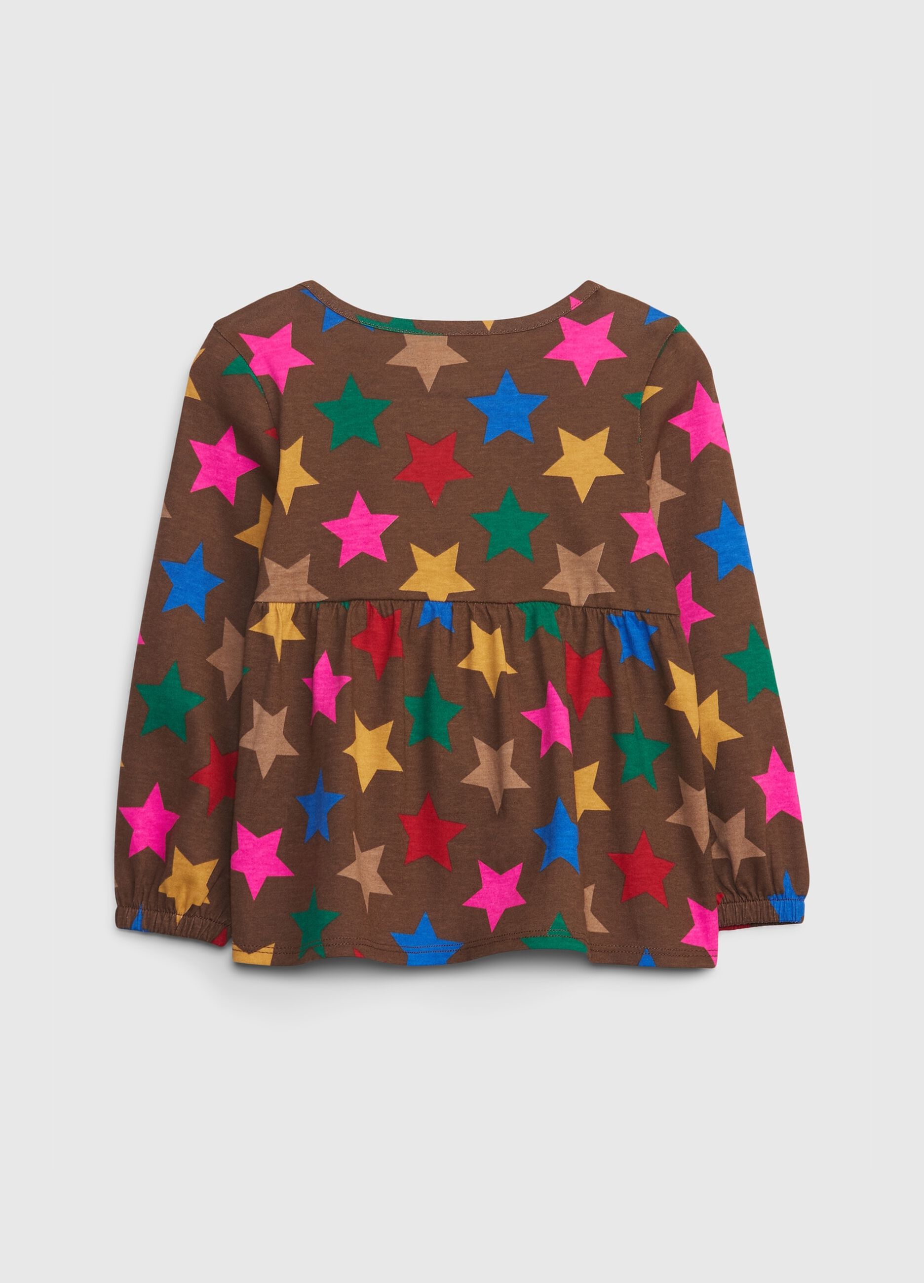 Organic cotton blouse with multicoloured star print