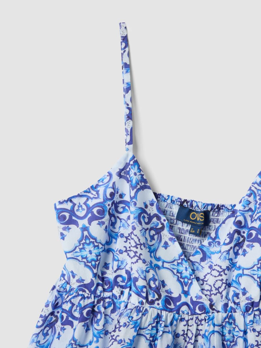 Blue pure cotton slip dress with all-over print_5