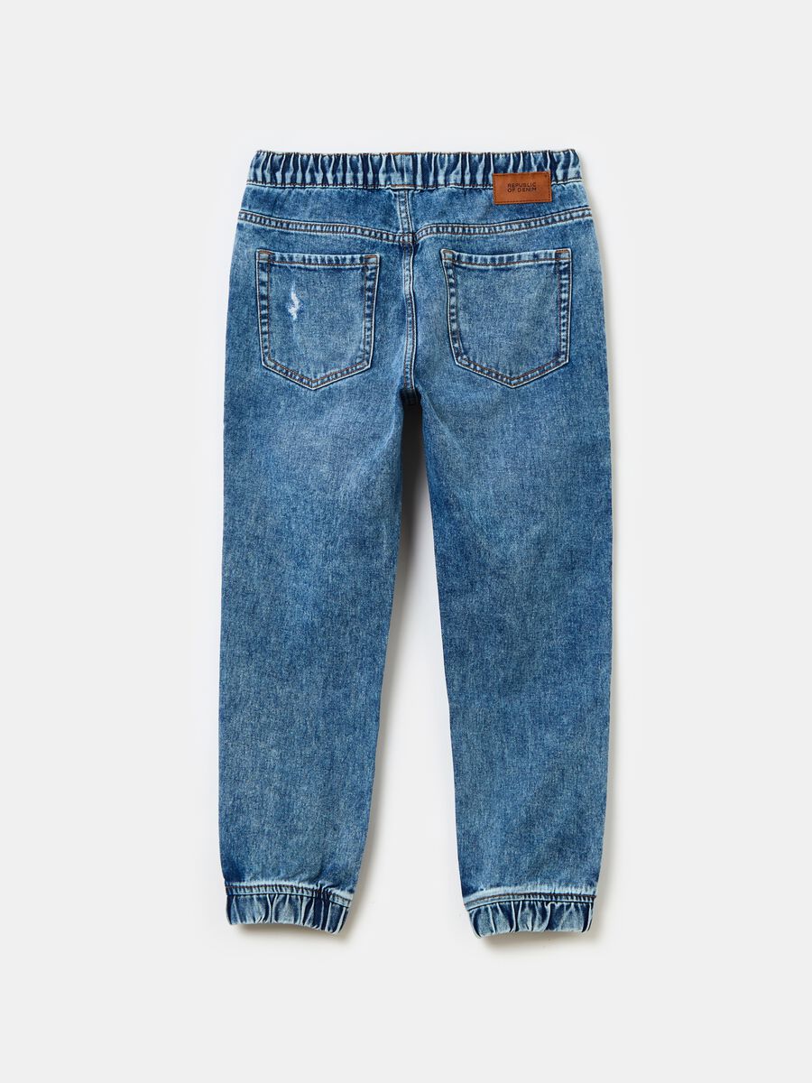Acid wash denim joggers with abrasions_1