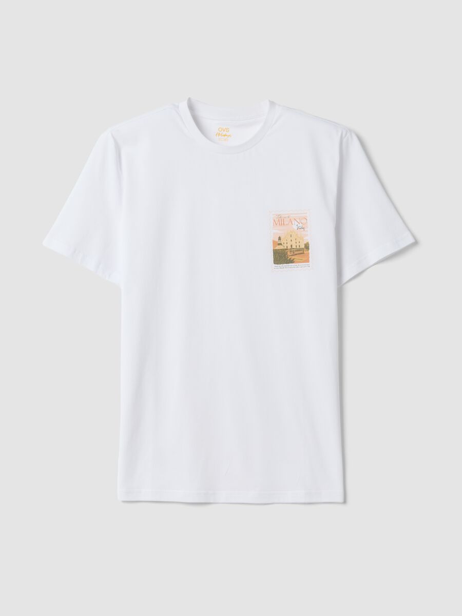 Wei&szlig;es T-Shirt aus reiner Baumwolle mit Print, Regular Fit_4