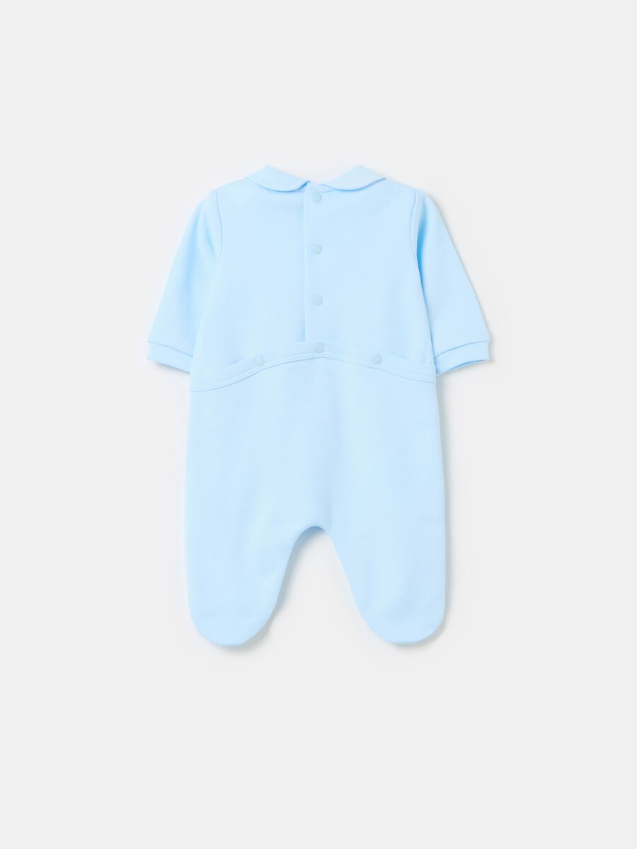 Organic cotton onesie with feet and embroidery_1
