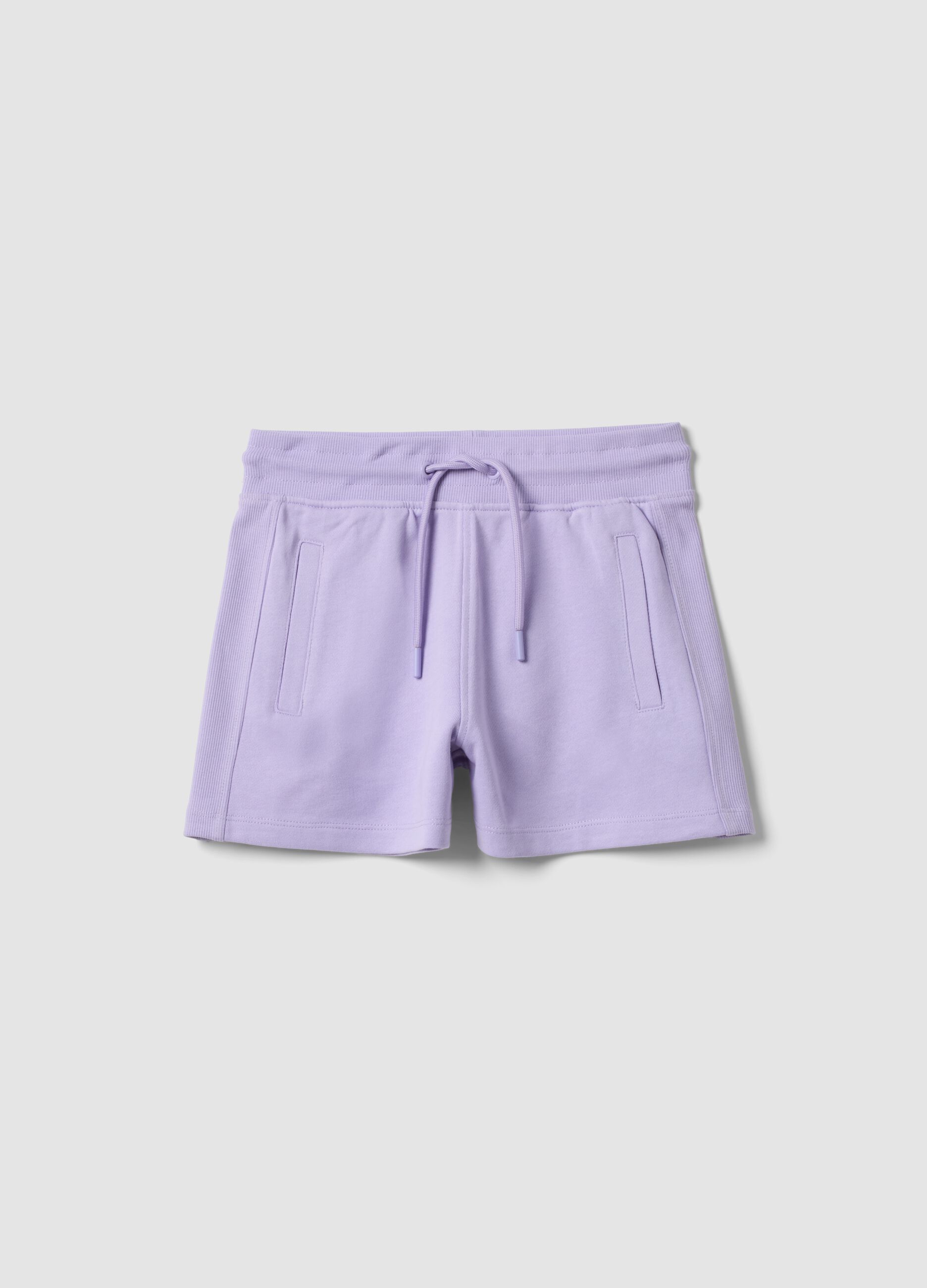 Short morado de algod&oacute;n org&aacute;nico para ni&ntilde;a con cintura el&aacute;stica