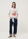 White pure cotton T-shirt with floral print, regular fit_1