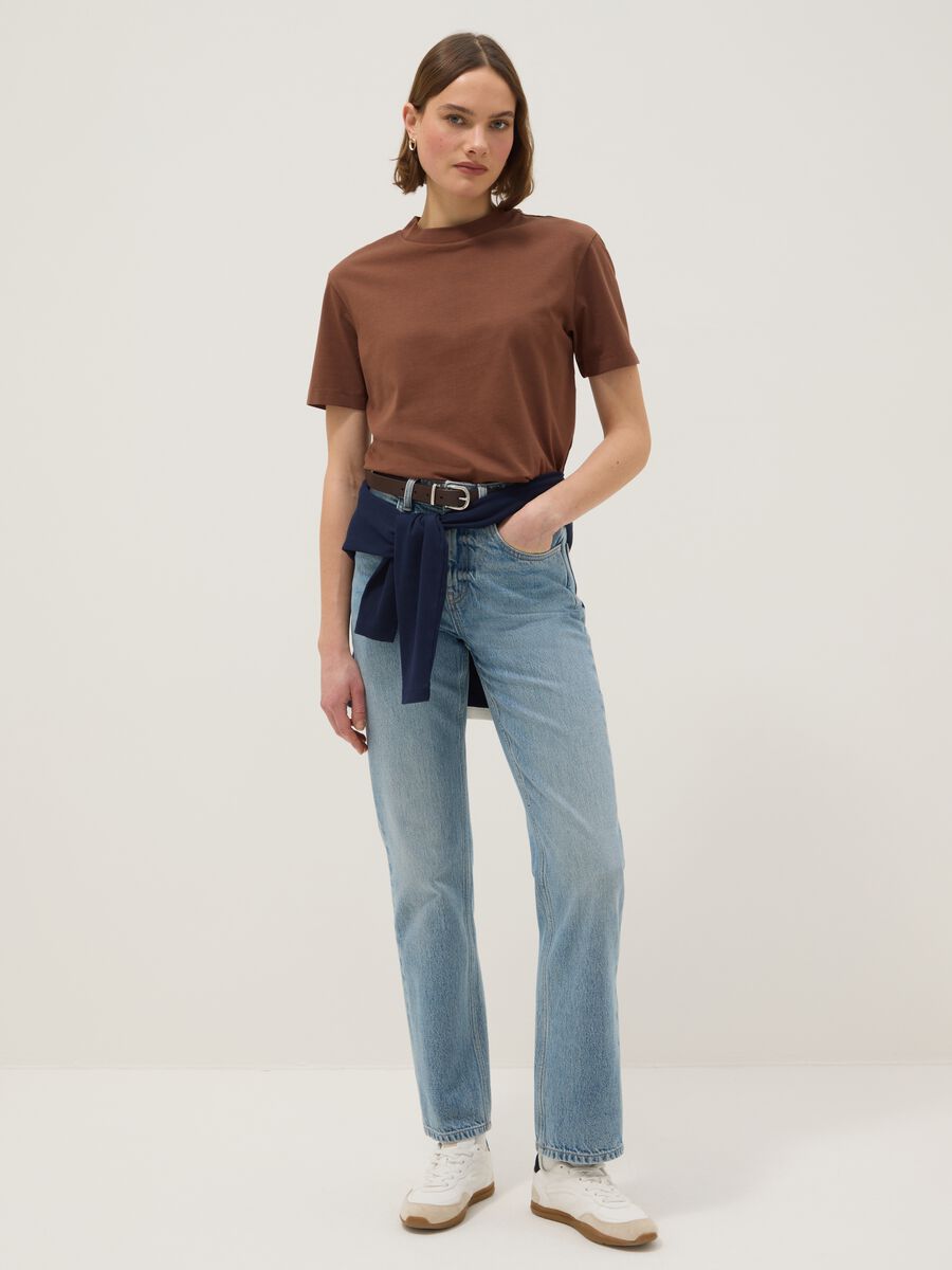 Brown pure cotton t-shirt regular fit_1