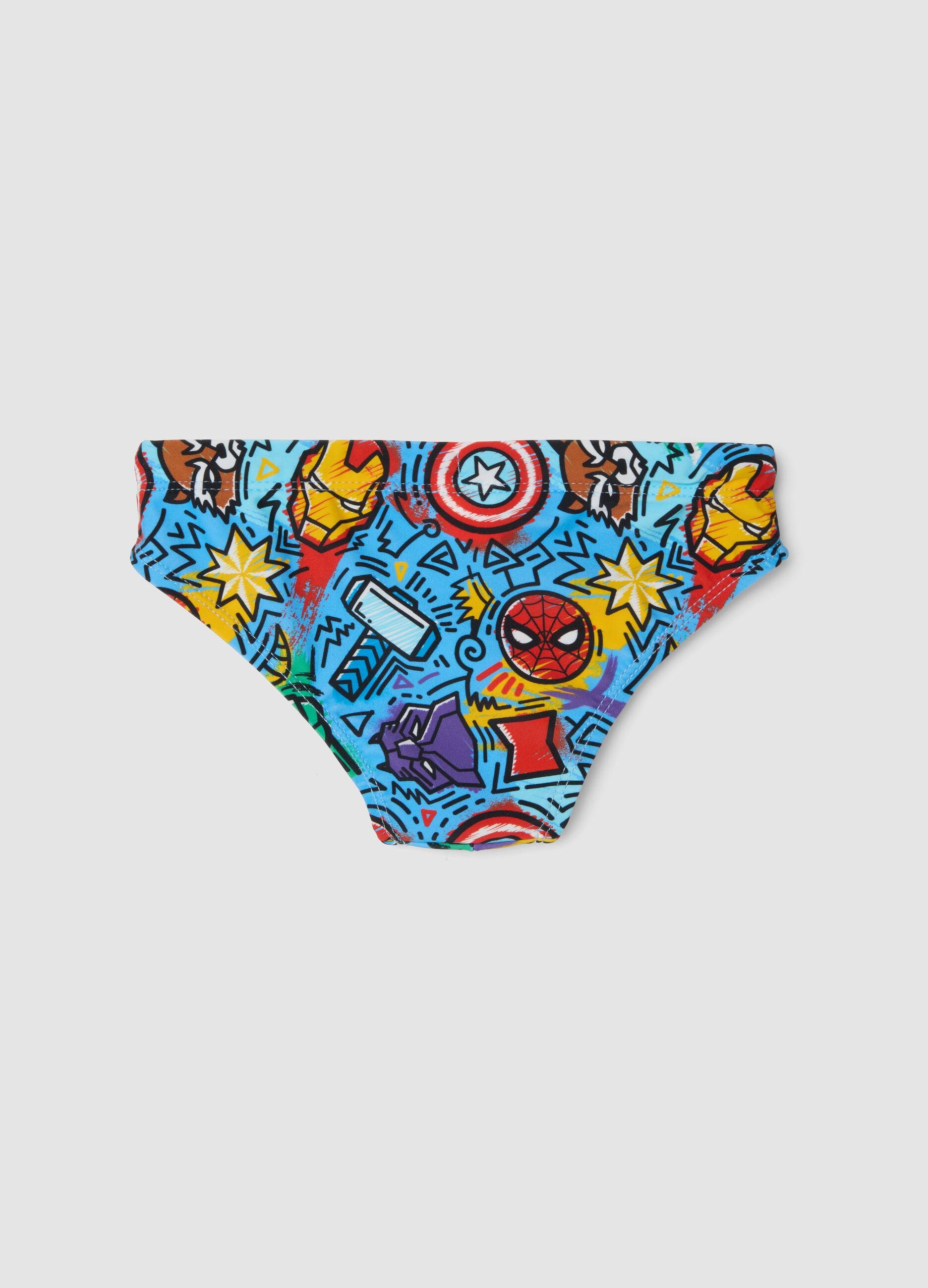Blue stretch fabric swim briefs