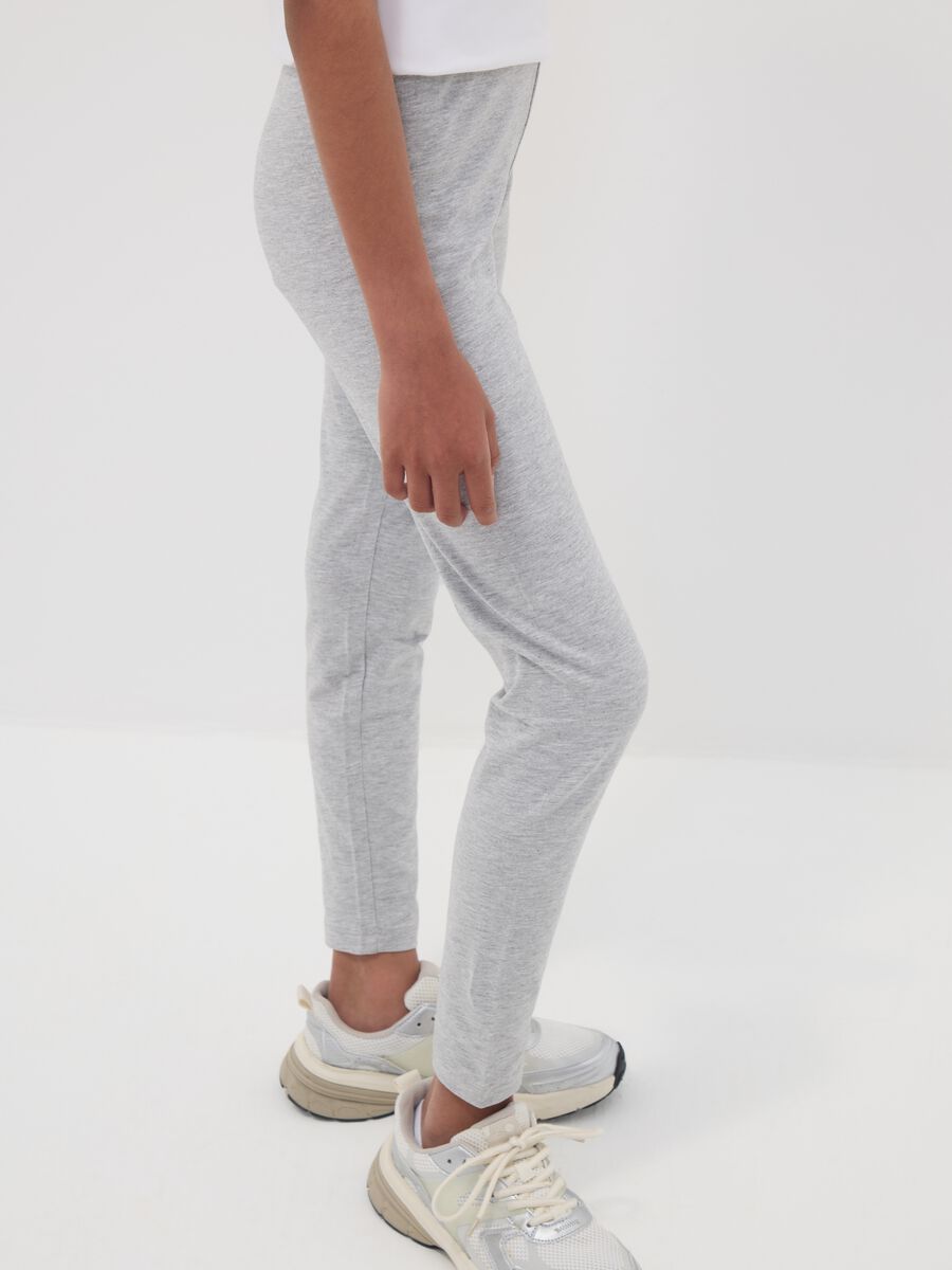 Girls&rsquo; grey skinny leggings in stretch organic cotton blend_2