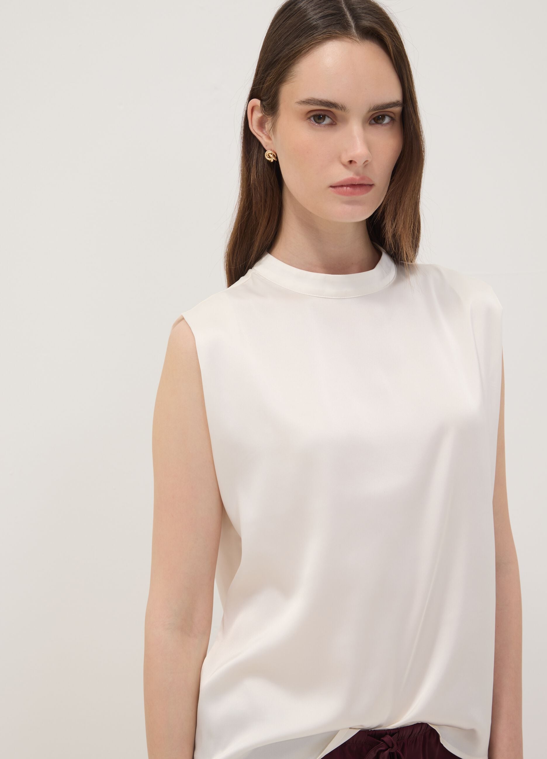 White stretch high-neck top