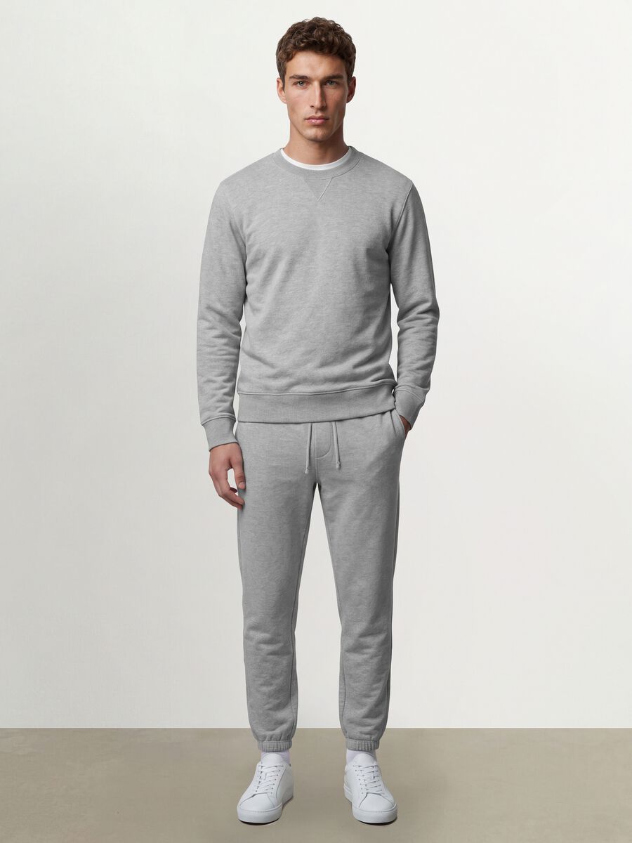 Grey crew-neck cotton-blend sweatshirt, regular fit_1