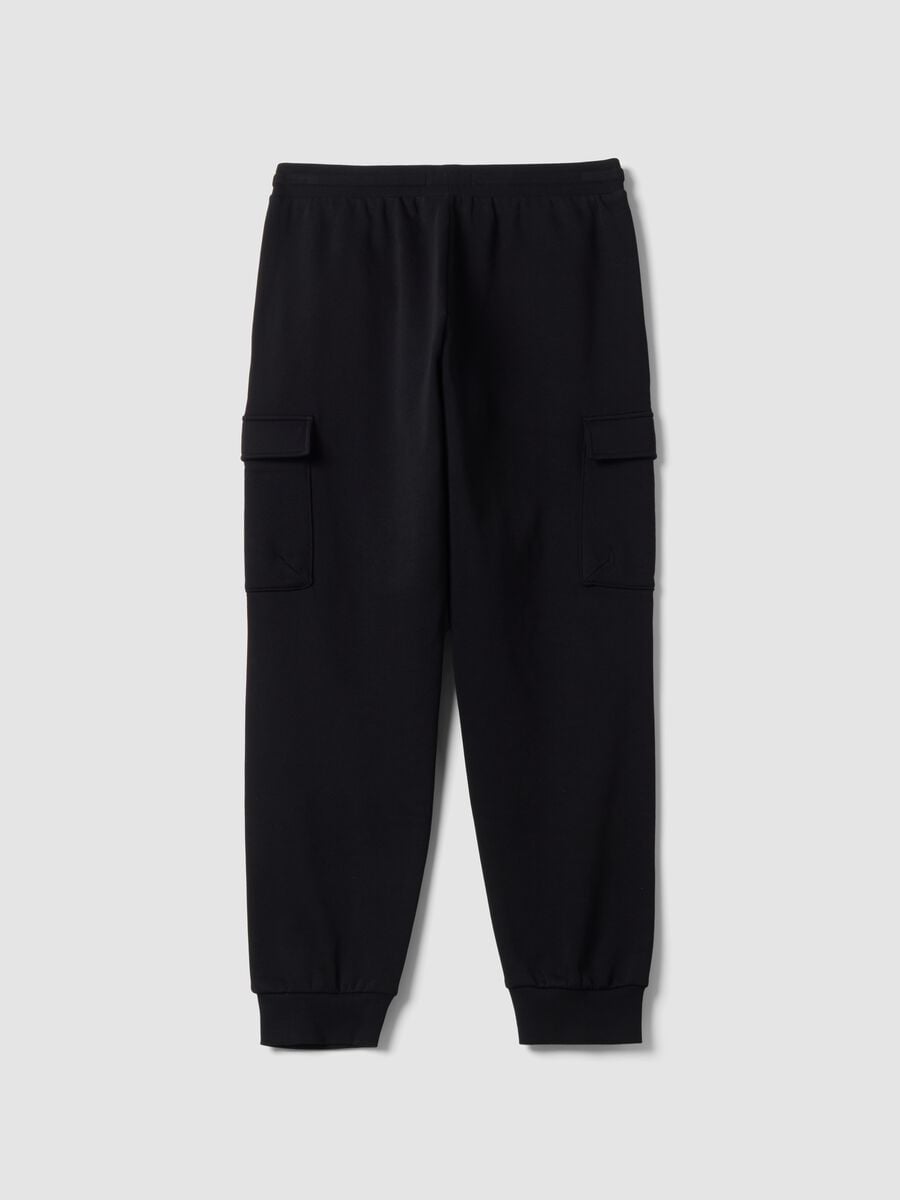 Black cotton-blend cargo joggers with drawstring, regular fit_2