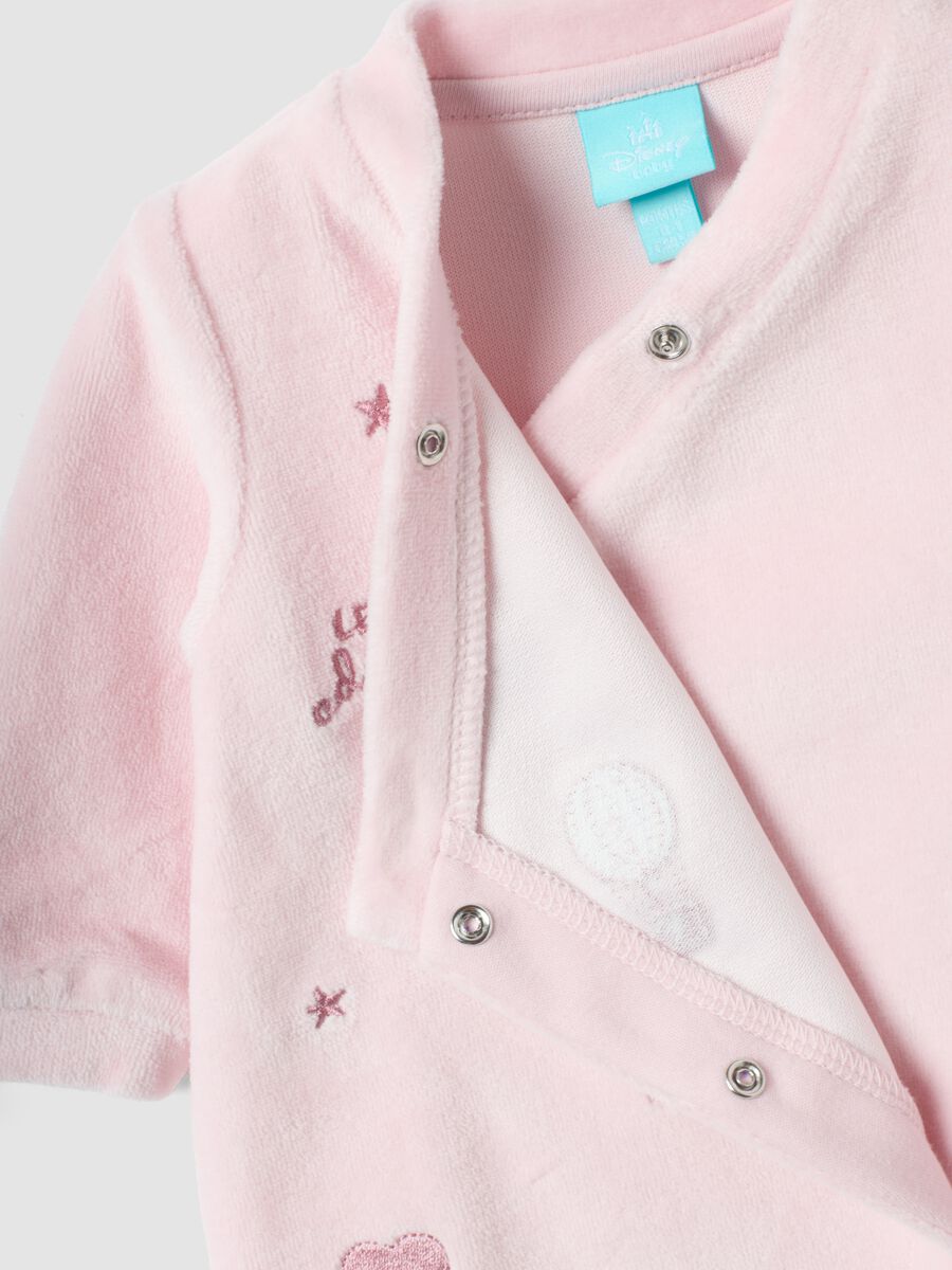 Pink Minnie-themed organic cotton-blend babygrow with feet for baby girl_2