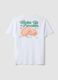White pure cotton jersey T-shirt with print, regular fit_5