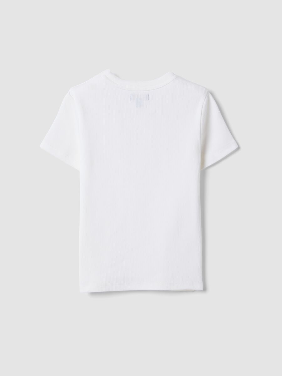 White fitted stretch cotton t-shirt for girls_4