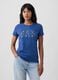 Navyblaues T-Shirt aus reiner Baumwolle mit floralem GAP-Logo_0