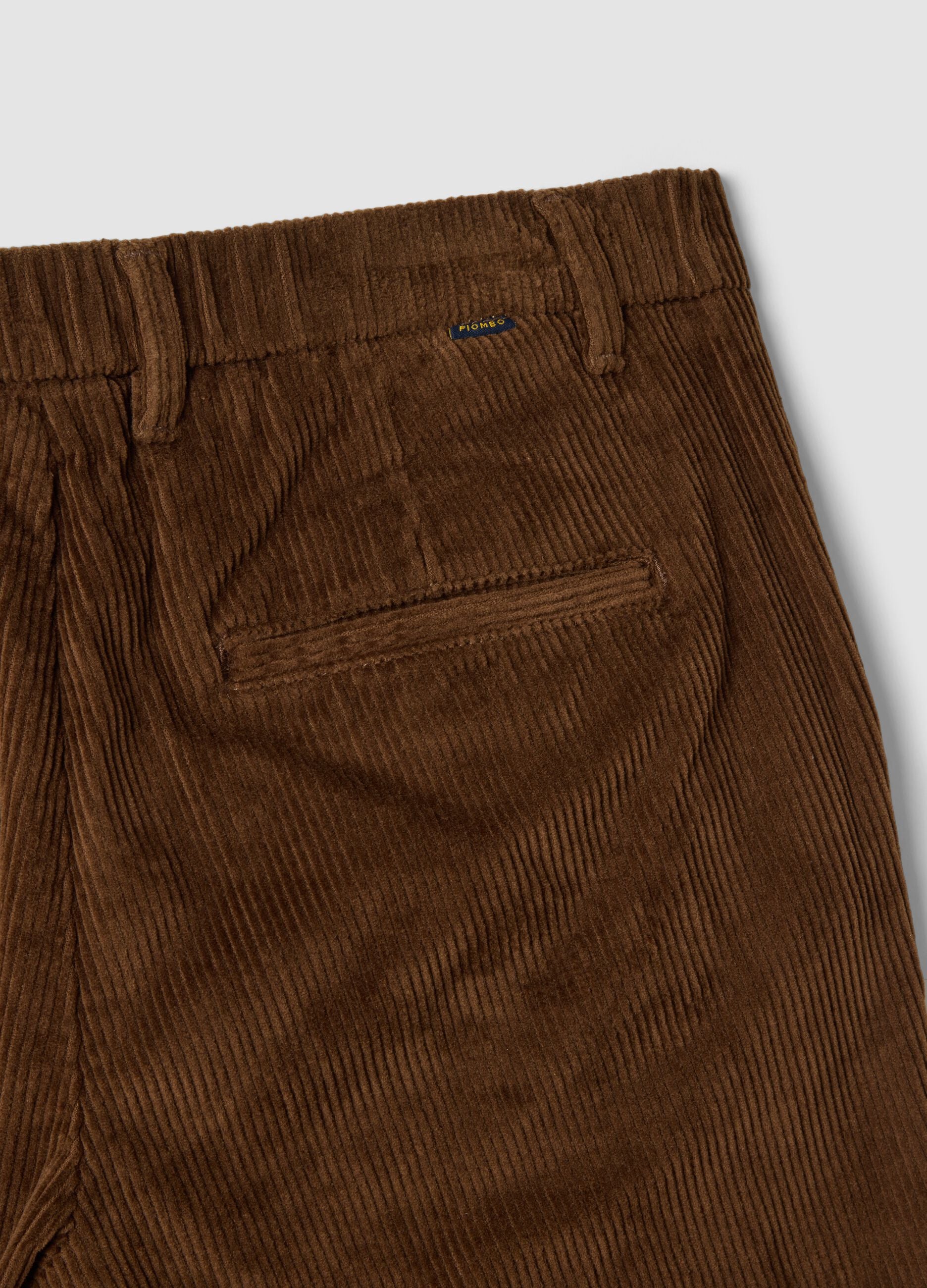 Brown regular-fit stretch cotton corduroy chino trousers