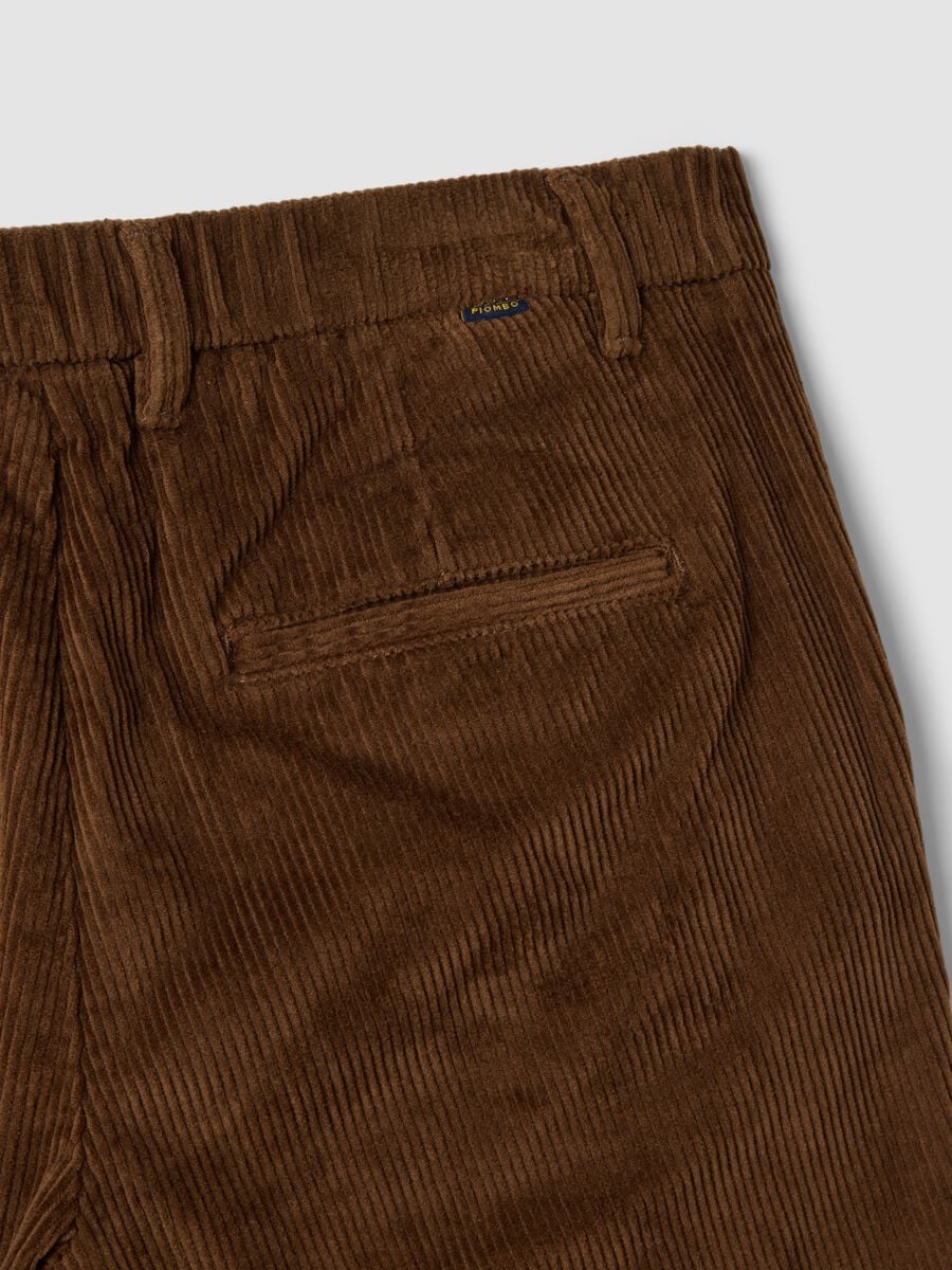 Brown regular-fit stretch cotton corduroy chino trousers_5