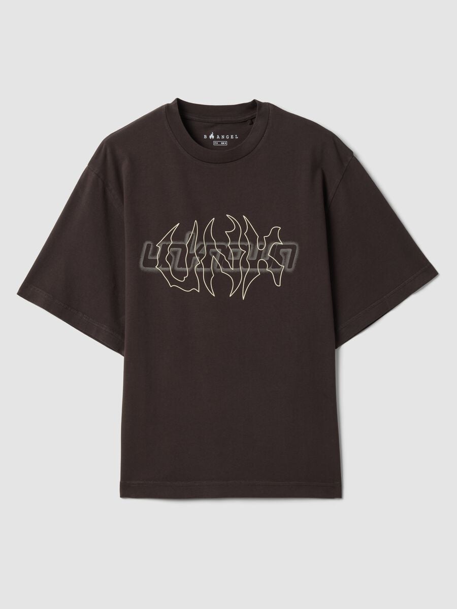 Brown short-sleeve pure cotton T-shirt_0
