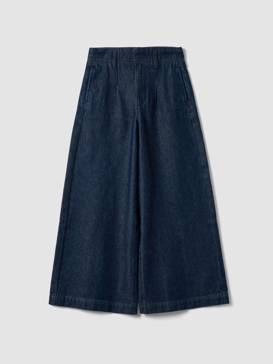 Blue wide-leg jeans in pure cotton_3