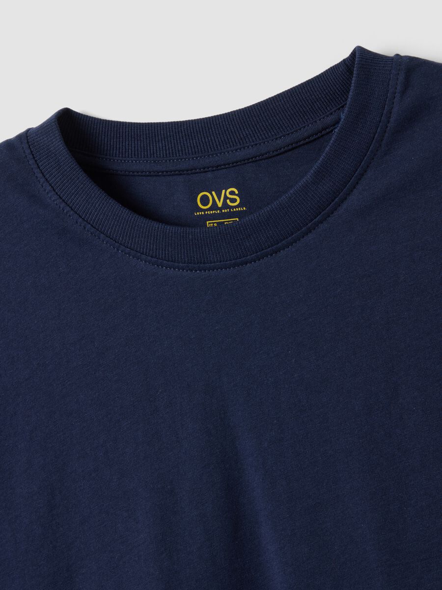 Blaue, figurbetonte T-Shirt mit kurzen &Auml;rmeln aus reiner Baumwolle_5