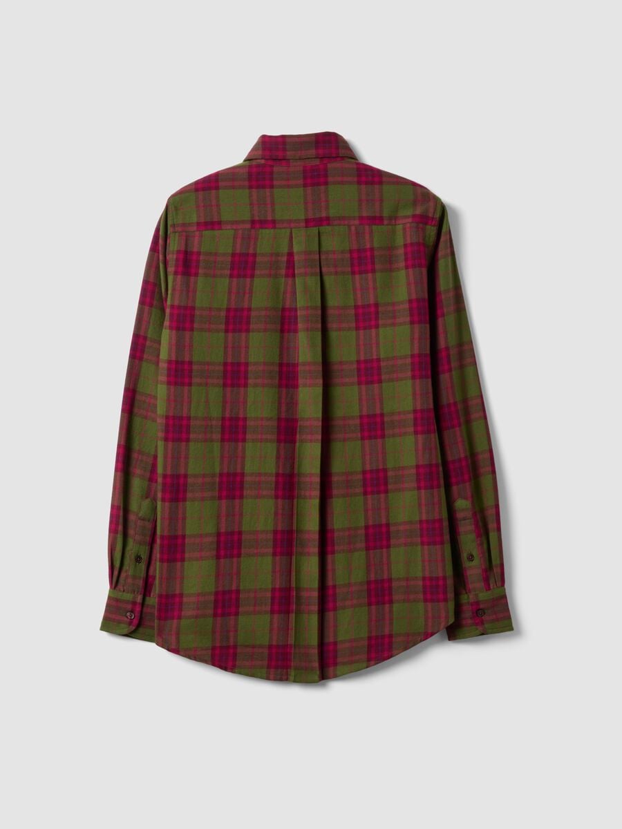 Camicia verde a quadri in flanella di puro cotone regular fit_6