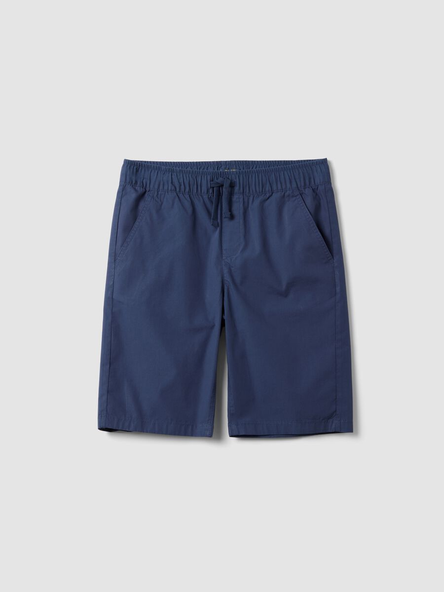 Blue pure cotton shorts with elasticated waist_0