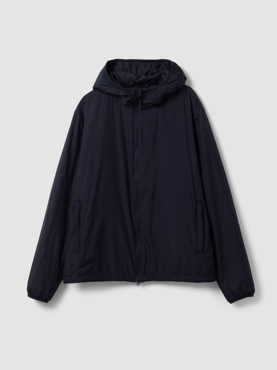 Navy blue hooded jacket with zip_0