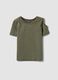 Green cut-out stretch cotton slim fit girl T-shirt_3