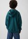 Green cotton-blend kids' hoodie with logo, zip and hood_2