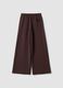 Pantaloni marroni wide leg in modal elasticizzato con coulisse_2
