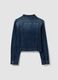 Blue slim-fit jacket in stretch cotton denim with zip_6
