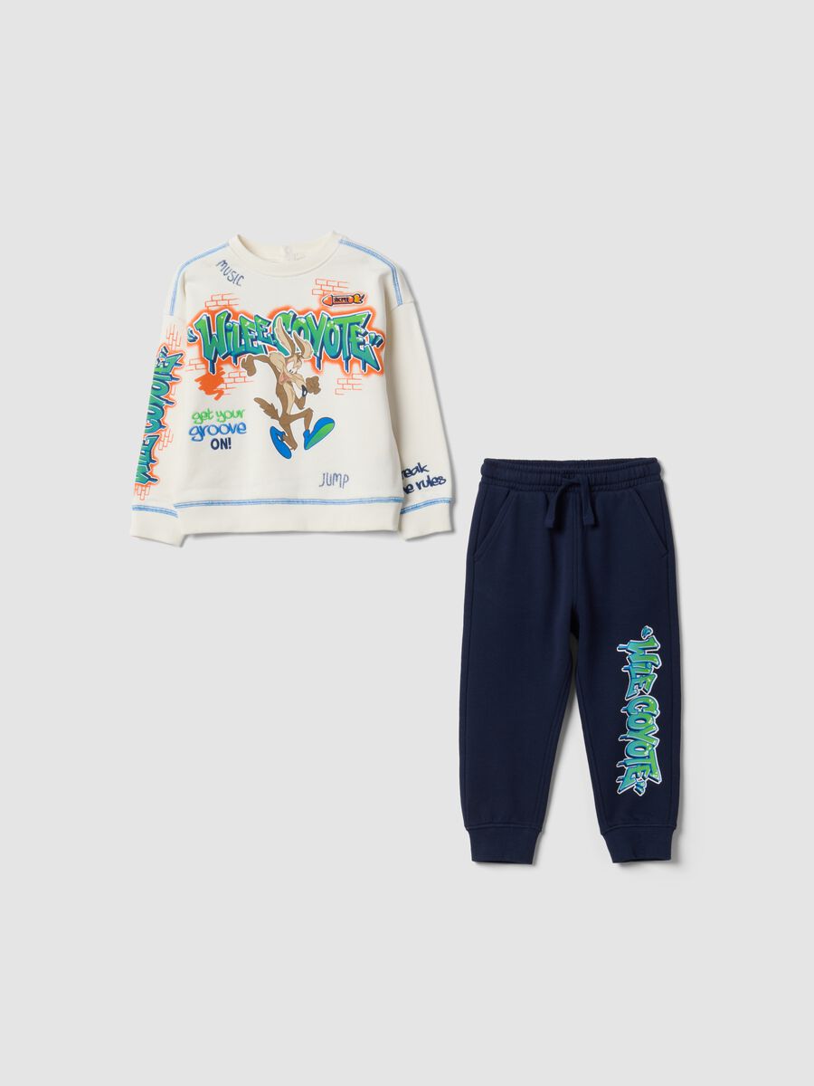 Blue organic cotton Looney Tunes print set for baby boy_0