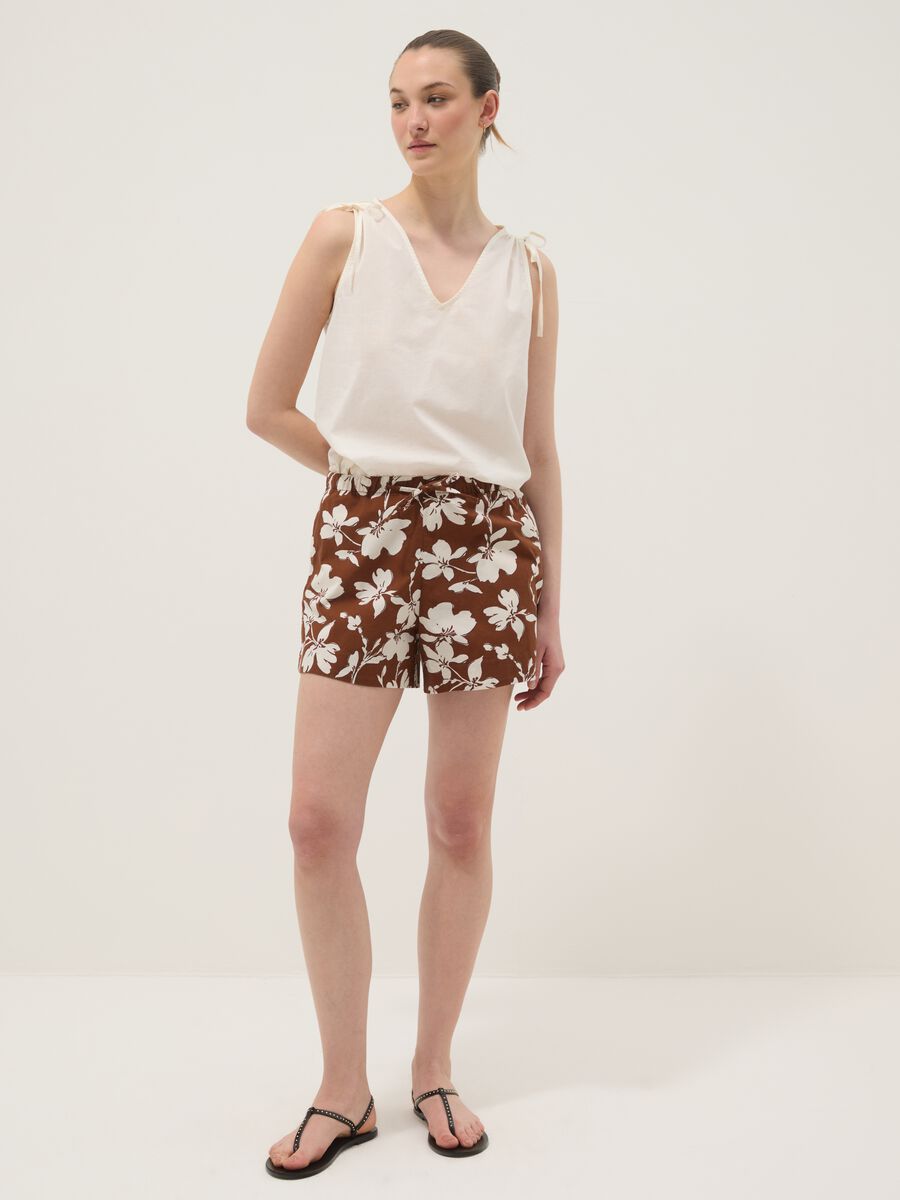 White pure cotton V-neck blouse_2