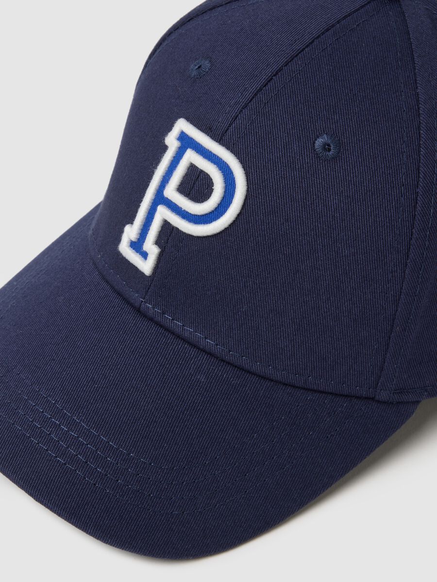 Blue Pure Cotton Cap with Adjustable Visor and Embroidered P_3