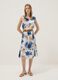Robe midi blanche fleurie en coton stretch_0
