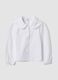 White stretch cotton blouse with rounded collar, regular fit_0