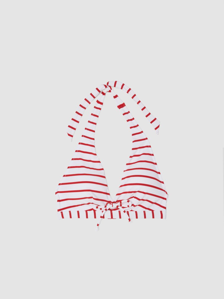 Haut de bikini triangle blanc en tissu stretch_0