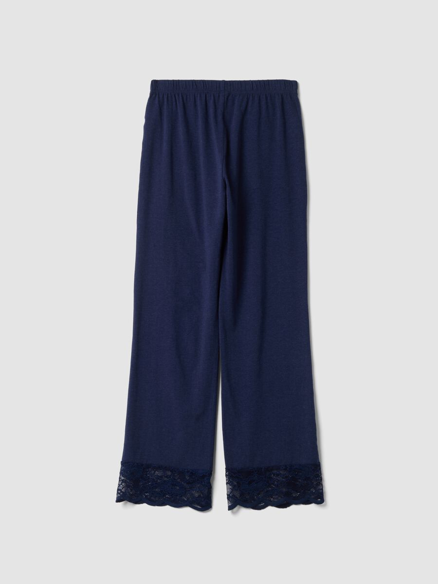 Blue pyjama trousers in cotton, lyocell and stretch wool_6