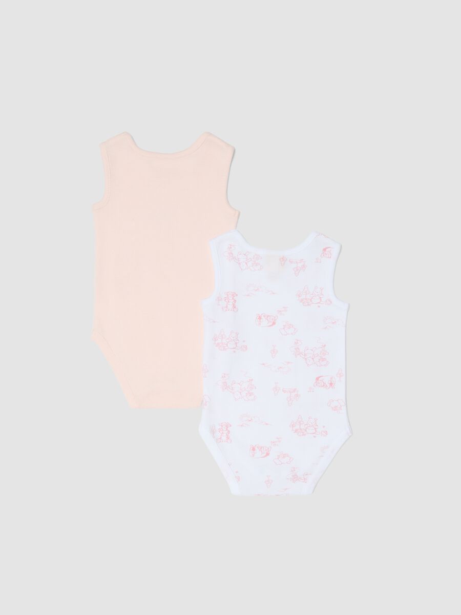 Bipack of multicolour pure cotton bodysuits for baby girls with Winnie-The-Pooh_1